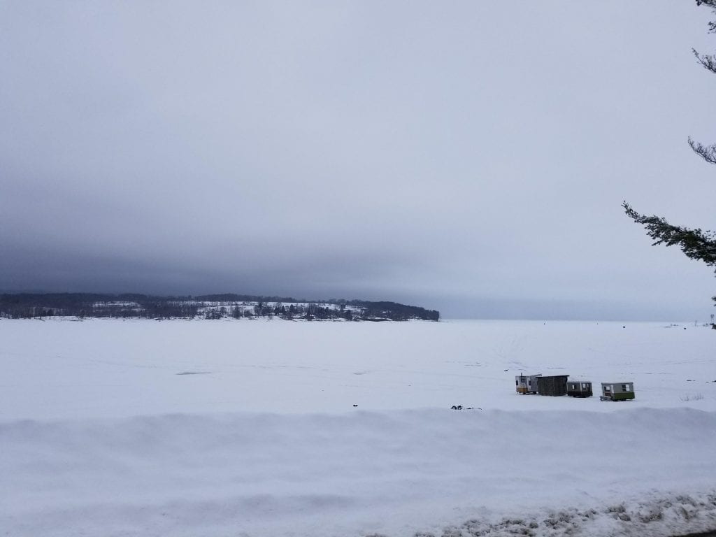 Snowy Lake with fog