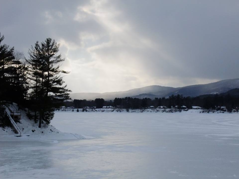 A frozen cove on the great Sacandaga at sunrise